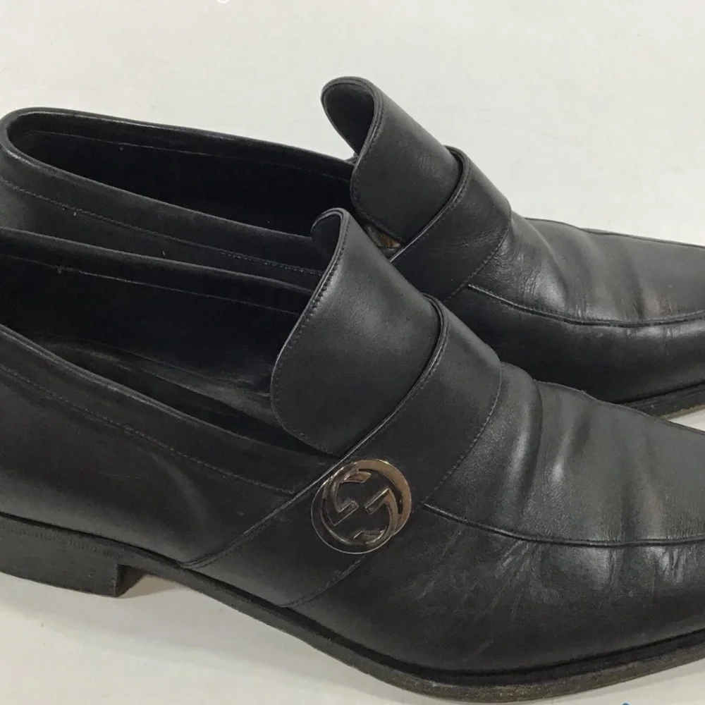 Men's Gucci Broadwick Interlocking GG Black Leather Slip On Loafers Size 9.5M - Picture 3 of 6